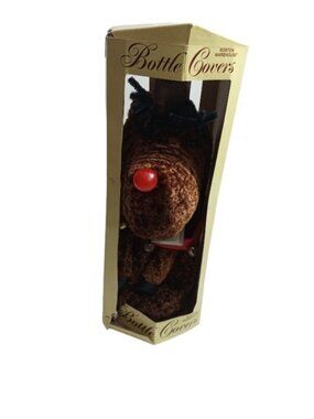 VTG Boston Warehouse North Pole Pals Christmas Wine Bottle Cover Reindeer New